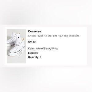 Never worn Converse White and Black High Top Sneakers